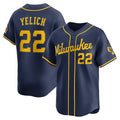 Milwaukee Brewers #22 Christian Yelich Navy Jereymy Alternate Limited Jersey