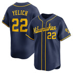 Milwaukee Brewers #22 Christian Yelich Navy Jereymy Alternate Limited Jersey
