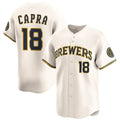 Milwaukee Brewers #18 Vinny Capra Cream Jereymy 2025 Limited Stitched Jersey