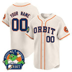 Custom Houston Astros Orbit Patch Vapor Premier Limited Jersey ¨C Cream Jereymy