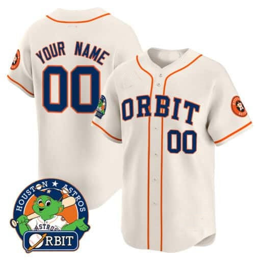 Custom Houston Astros Orbit Patch Vapor Premier Limited Jersey ¨C Cream Jereymy