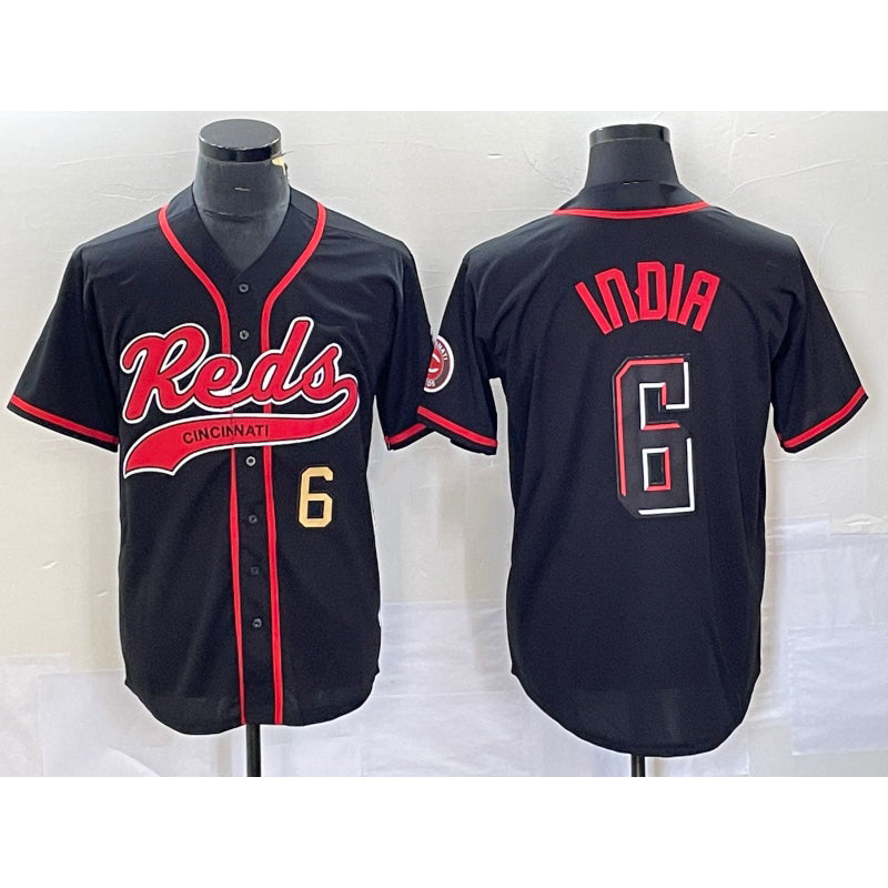 Cincinnati Reds #6 Jonathan India Number Black Jereymy 2023 City Connect With Patch Stitched Jersey