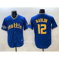 Seattle Mariners #12 Josh Naylor Royal Jereymy With 2025 AL West Division Champions Patch Limited Stitched jersey