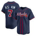 Atlanta Braves #7 Ha-Seong Kim Player Navy Jereymy Limited Home Game Stitched Jerseys