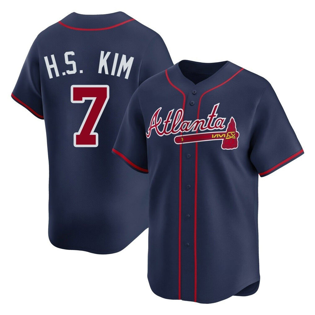 Atlanta Braves #7 Ha-Seong Kim Player Navy Jereymy Limited Home Game Stitched Jerseys
