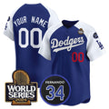 Custom Los Angeles Dodgers ACTIVE PLAYER Royal White Jereymy 2024 World Series With Fernando Memorial Patch Limited Stitched Jersey