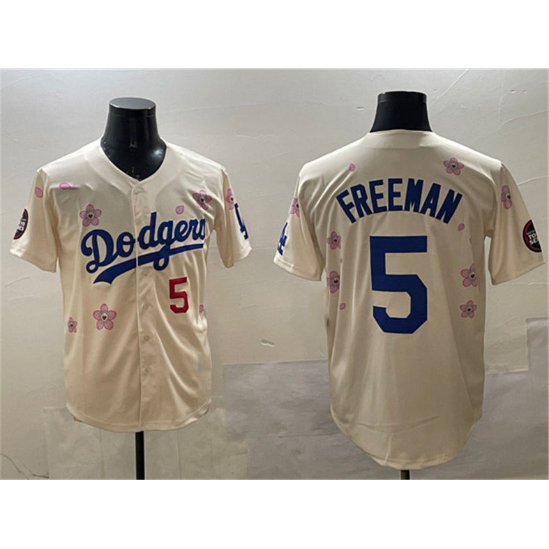 Los Angeles Dodgers #5 Freddie Freeman Cream Jereymy 2025 Tokyo Series Limited Stitched Jersey