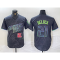 Tampa Bay Rays #21 Jonny DeLuca Number Charcoal Jereymy 2024 City Connect Limited Stitched Jerseys 2