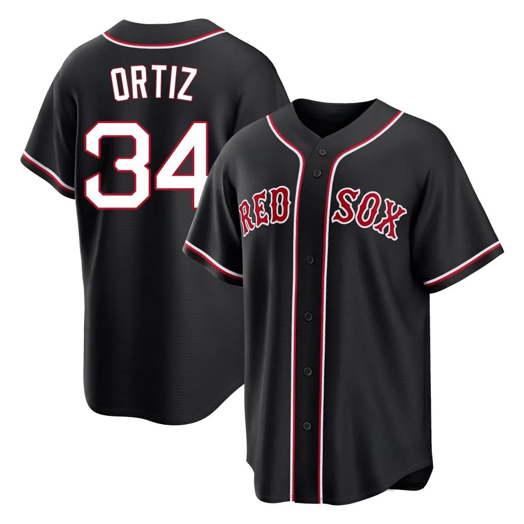 Boston Red Sox #34 David Ortiz Player Black Jereymy Out Home Game Stitched Jerseys