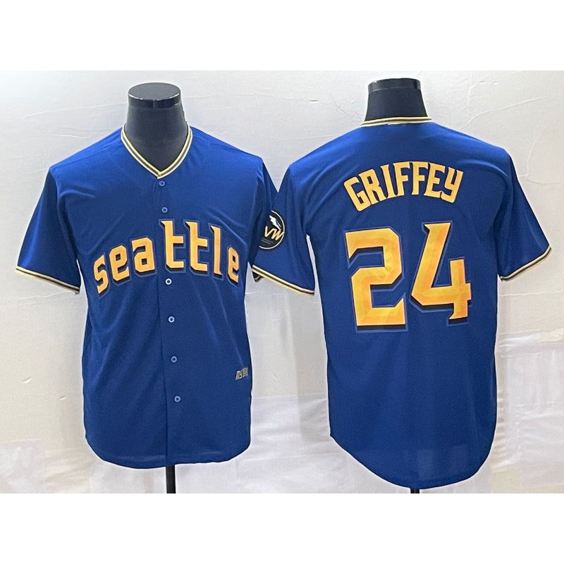 Seattle Mariners #24 Ken Griffey Blue Jereymy 2023 City Connect Cool Base Stitched Jersey