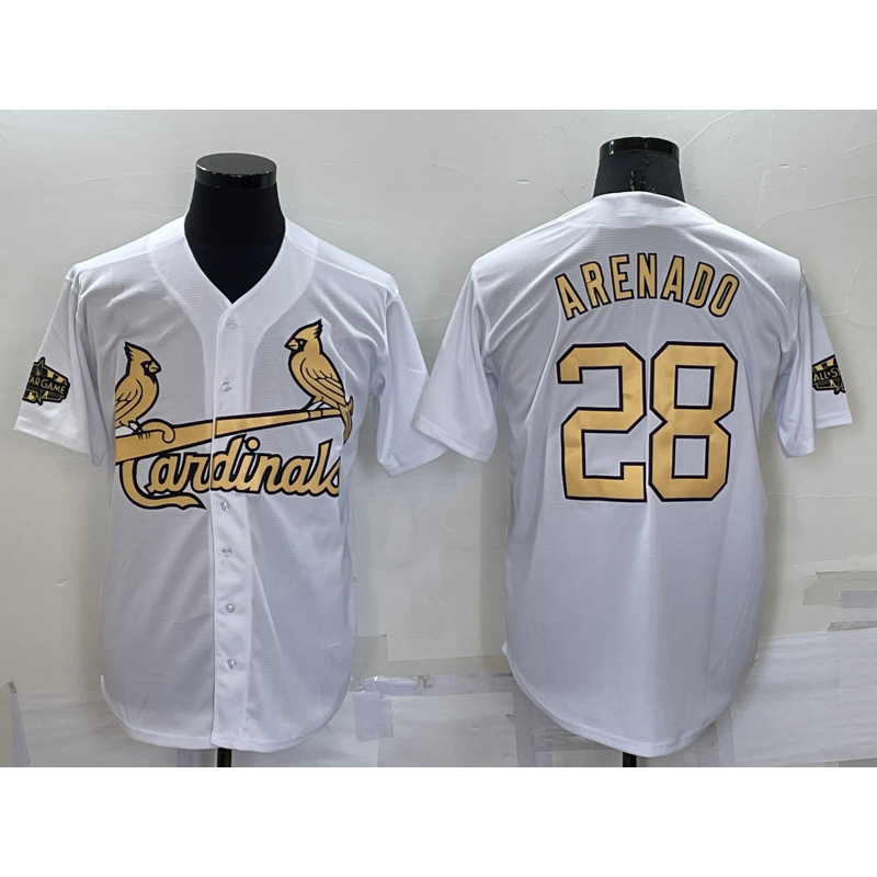 St. Louis Cardinals #28 Nolan Arenado White Jereymy 2022 All Star Stitched Cool Base Jersey