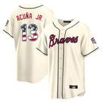 Atlanta Braves #13 Ronald Acuna Jr Player Cream Jereymy USA 250 Fourth Of July Limited Home Game Stitched Jerseys