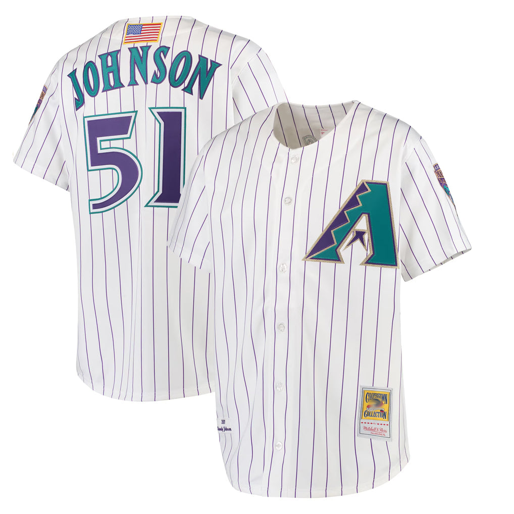 Arizona Diamondbacks #51 Randy Johnson Player White Jereymy Mitchell & Ness Limited Home Stitched Jerseys