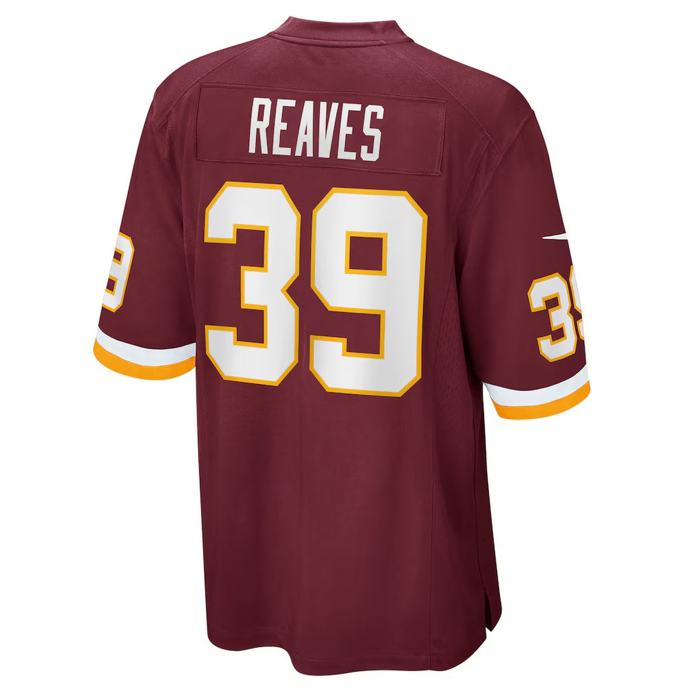 W.Football Team #39 Jeremy Reaves Burgundy Jereymy Game Player Jersey