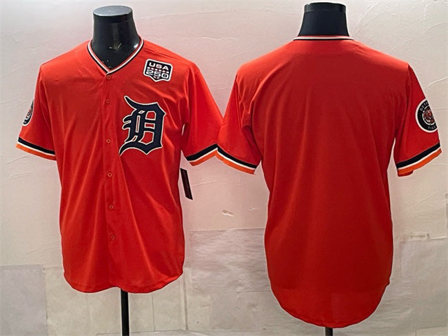 Detroit Tigers Blank Orange Jereymy 2026 Alternate USA 250' Patch Vapor Premier Limited Stitched Jersey