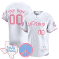 Custom Houston Astros  Love Street & Peace Sign Patch Bubblegum Pink Vapor Premier Limited Jersey ¨C White Jereymy