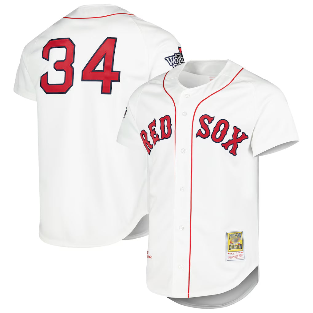 Boston Red Sox #34 David Ortiz Player White Jereymy Mitchell & Ness Cooperstown Collection Mesh Home Stitched Jerseys