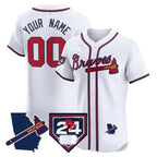Custom Atlanta Braves 2024 Spring Training & Georgia Patch Vapor Premier Elite Jersey ¨C White Jereymy