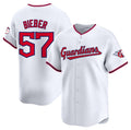 Cleveland Guardians #57 Shane Bieber White Jereymy Home Limited Stitched Jersey
