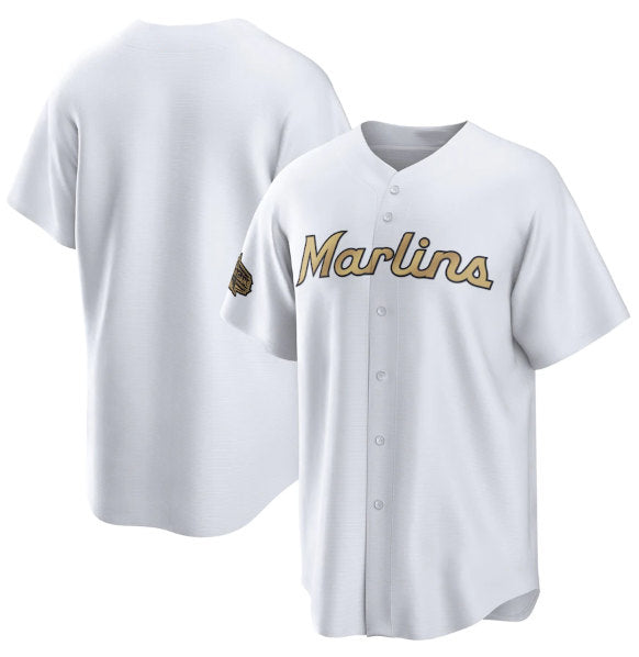 Miami Marlins Blank White Jereymy 2022 All-Star Cool Base Stitched Jersey