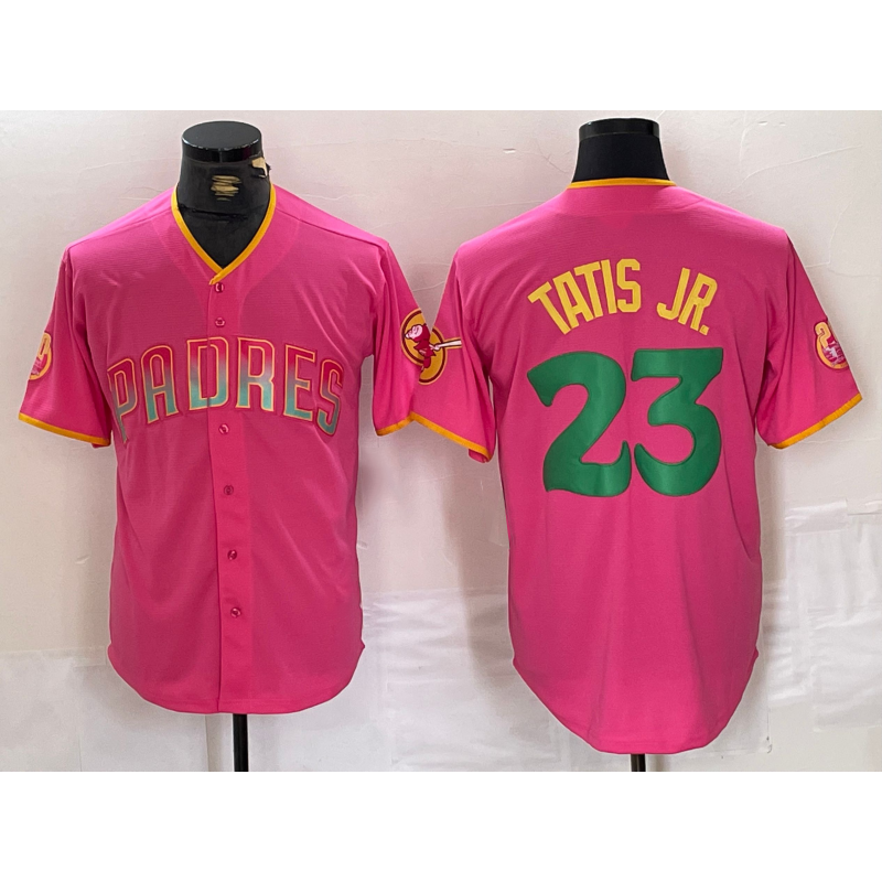 San Diego Padres #23 Fernando Tatis Jr. Pink Jereymy Cool Base Stitched Jersey 2