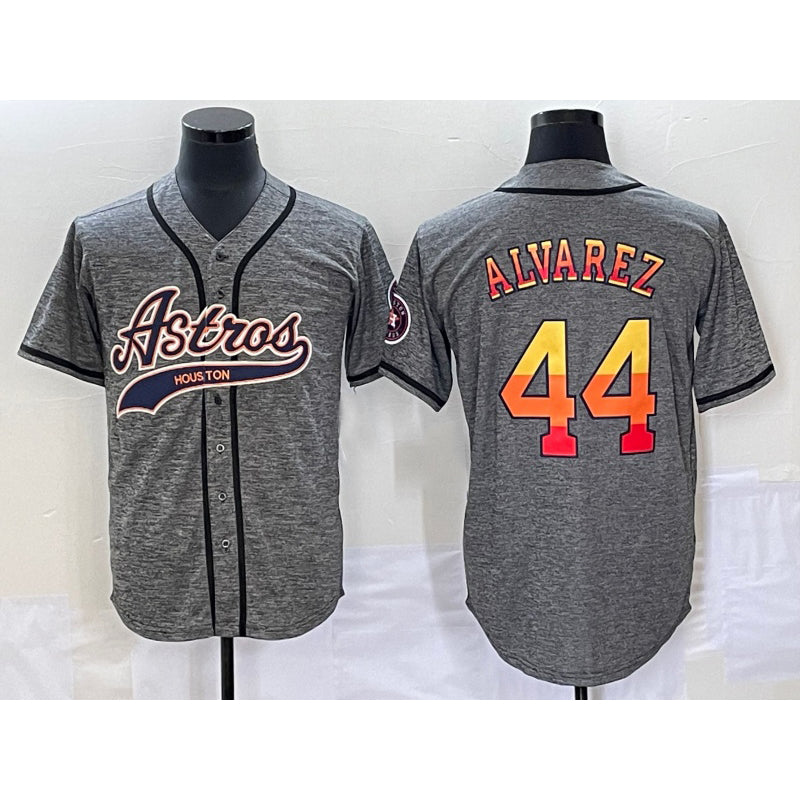 Houston Astros #44 Yordan Alvarez Grey Jereymy Gridiron Cool Base Stitched Jersey