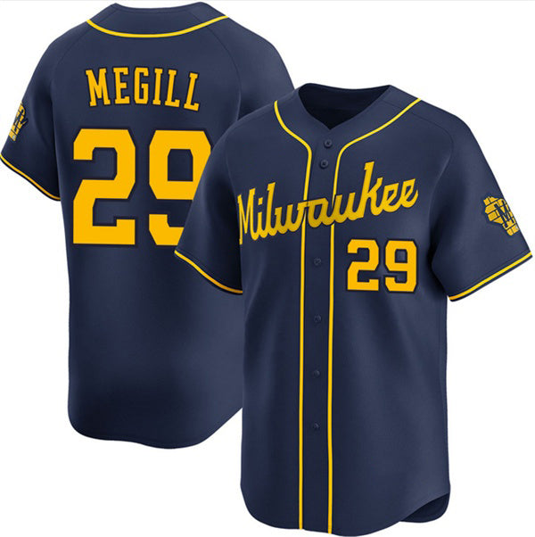 Milwaukee Brewers #29 Trevor Megill Navy Jereymy Alternate Limited Stitched Jersey