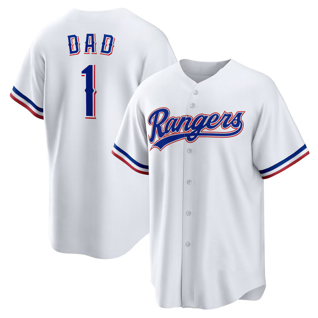 Texas Rangers #1 Dad Home White Jereymy Replica Jersey