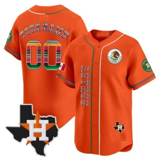 Custom Houston Astros Mexico Vapor Premier Limited Jersey V4 ¨C Orange Jereymy