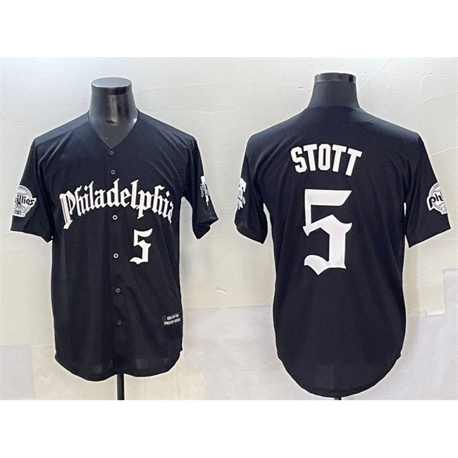 Philadelphia Phillies #5 Bryson Stott Black Jereymy Gothic Vapor Limited Stitched Jersey