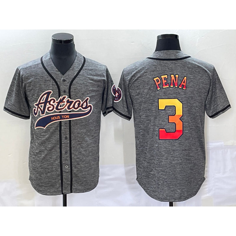 Houston Astros #3 Jeremy Pena Grey Jereymy Gridiron Cool Base Stitched Jersey