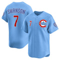 Chicago Cubs #7 Dansby Swanson Baby Blue Jereymy 2nd Alternate Limited Player Jersey
