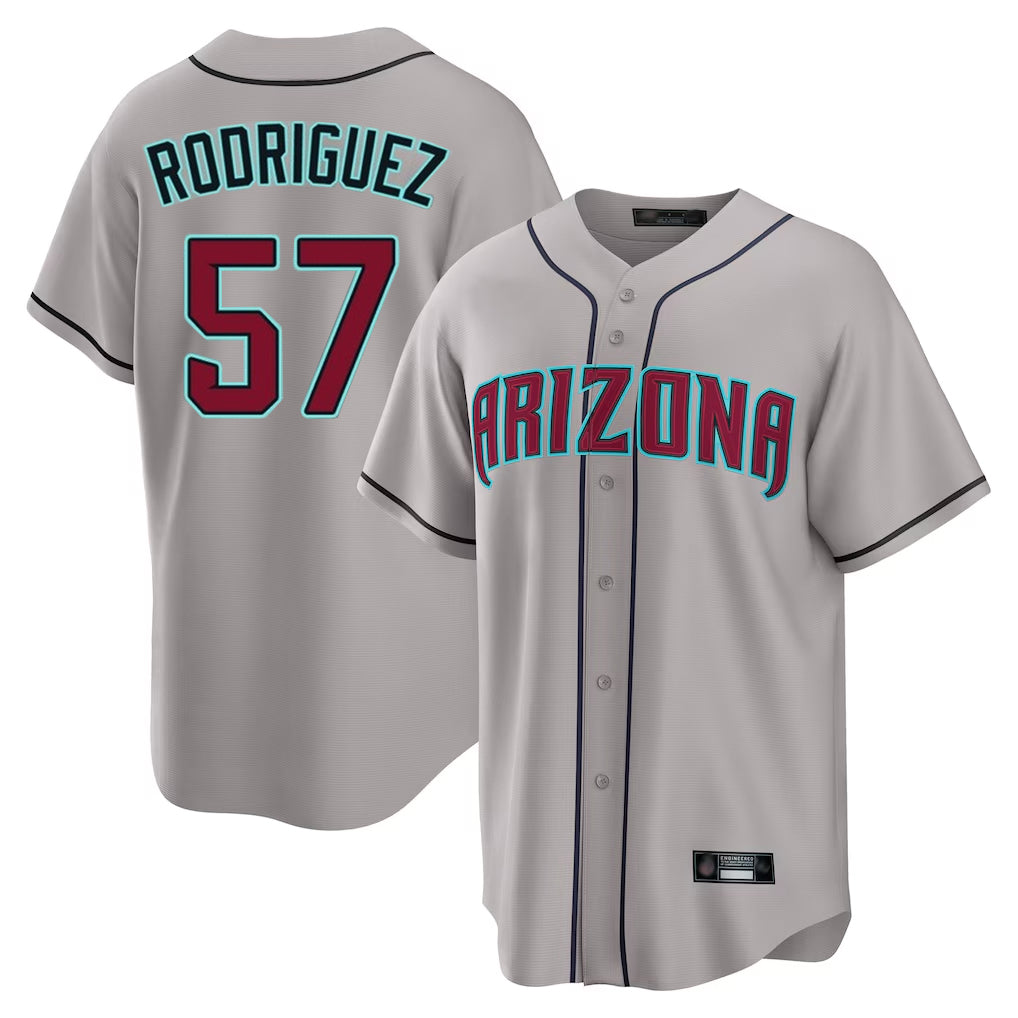 Arizona Diamondbacks #57 Eduardo Rodriguez Player Gray Jereymy Road Home Game Stitched Jerseys