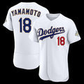 Los Angeles Dodgers #18 Yoshinobu Yamamoto White Jereymy 2026 Gold Collection Authentic Jersey