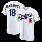 Los Angeles Dodgers #18 Yoshinobu Yamamoto White Jereymy 2026 Gold Collection Authentic Jersey