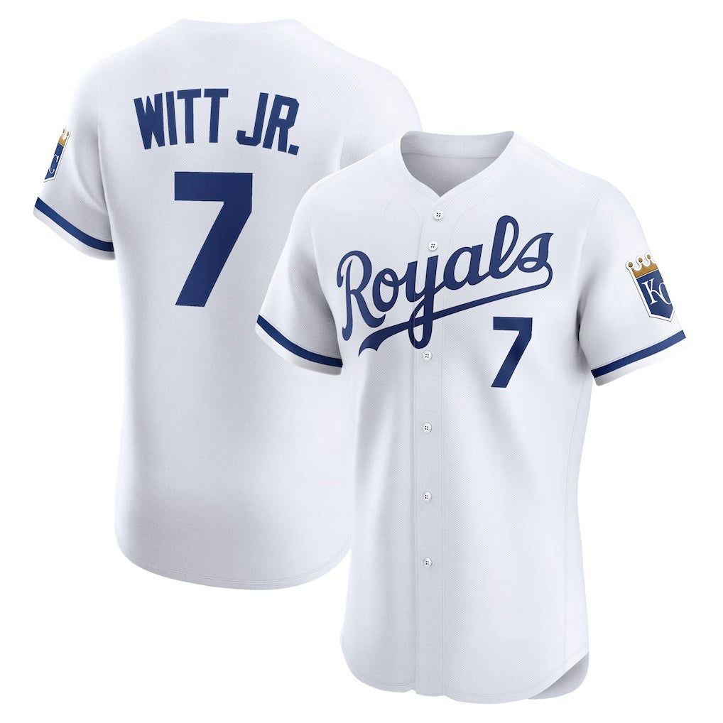 Kansas City Royals #7 Bobby Witt Jr. White Jereymy Home Elite Player Jersey