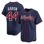 Atlanta Braves #44 Hank Aaron Player Navy Jereymy Limited Home Game Stitched Jerseys