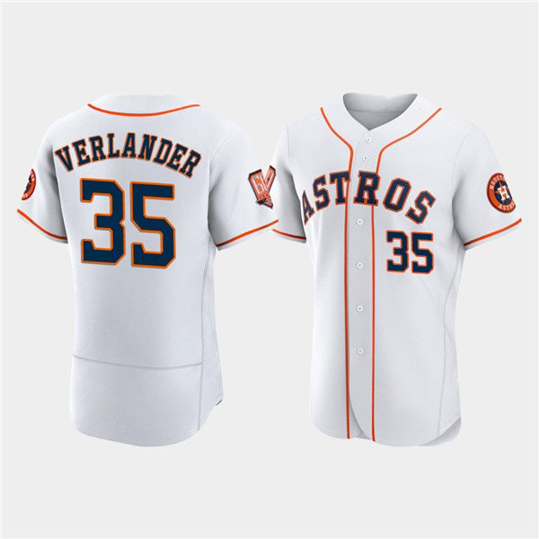 Houston Astros #35 Justin Verlander White Jereymy 60th Anniversary Flex Base Stitched Jersey