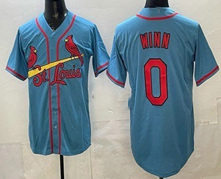 St Louis Cardinals #0 Masyn Winn Blue Jereymy Cool Base Jersey