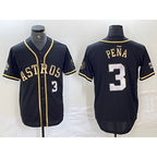 Houston Astros #3 Jeremy Pena Black Gold Jereymy Player Number Cool Base Jersey