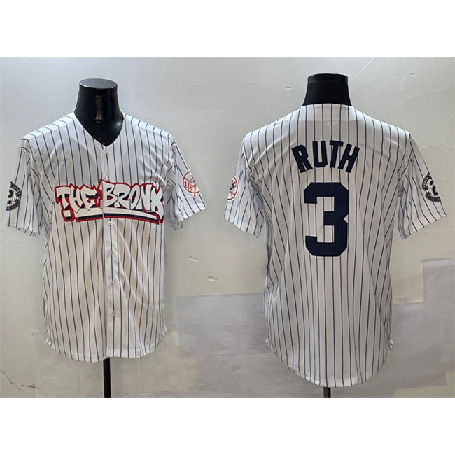 New York Yankees #3 Babe Ruth White Jereymy Bronx Graffiti Vapor Limited Stitched Jersey