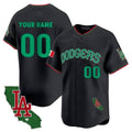 Custom Los Angeles Dodgers Mexico California Patch Vapor Premier Limited Jersey V3 ¨C Black Jereymy