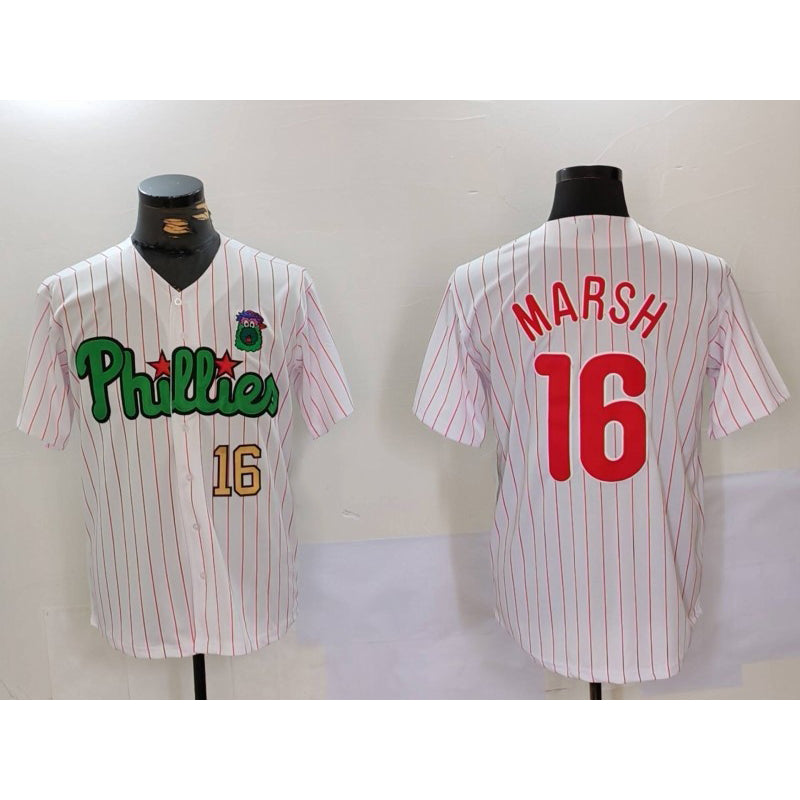 Philadelphia Phillies #16 Brandon Marsh White Green Jereymy Cool Base Stitched Jerseys