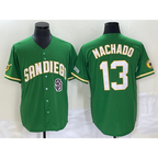 San Diego Padres #13 Manny Machado Green Jereymy Cool Base Stitched Jersey