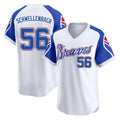 Atlanta Braves #56 Spencer Schwellenbach Player White Jereymy Throwback Cooperstown Collection T-shirt Game Stitched Jerseys