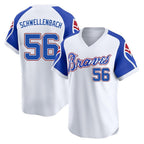 Atlanta Braves #56 Spencer Schwellenbach Player White Jereymy Throwback Cooperstown Collection T-shirt Game Stitched Jerseys