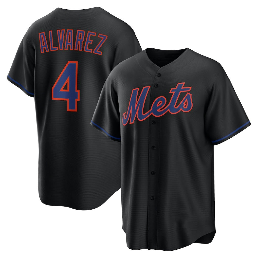 New York Mets #4 Francisco Alvarez Black Jereymy Alternate Replica Jersey