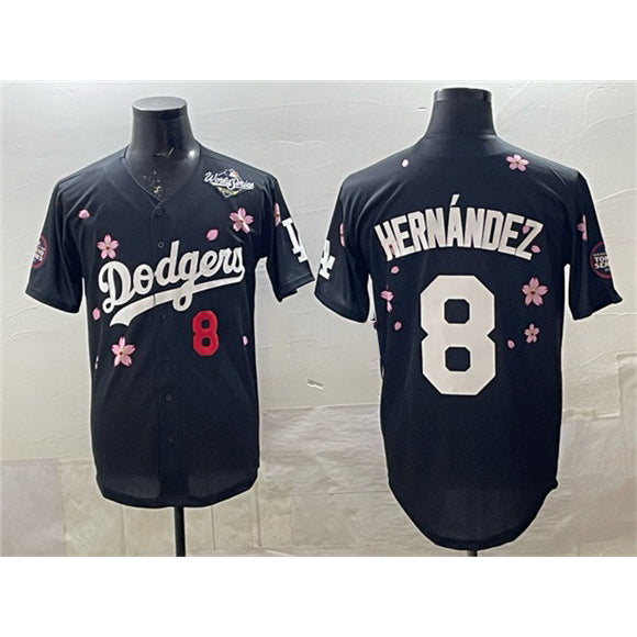 Los Angeles Dodgers #8 Enrique Hern¨¢ndez Black Jereymy 2025 World Series Patch Tokyo Series Limited Stitched Jersey