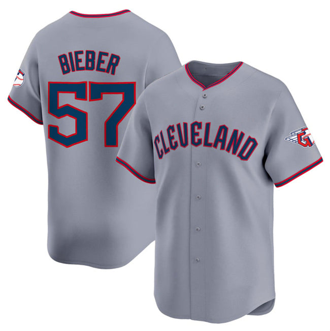 Cleveland Guardians #57 Shane Bieber Gray Jereymy 2025 Alternate Limited Stitched Jersey