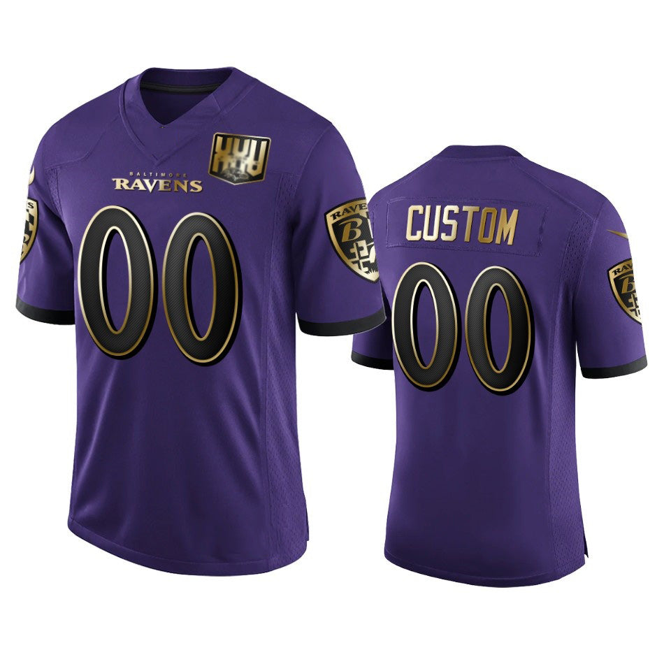 Custom B.Ravens Purple Jereymy Team 25th Season Golden Limited Jersey